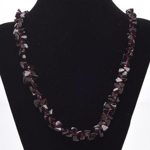 Polished Garnet Chip Necklace Vintage